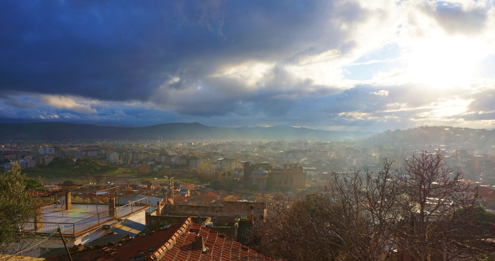 A,Sunset,Over,Bergama,(pergam,,Pergamon),In,Turkey.